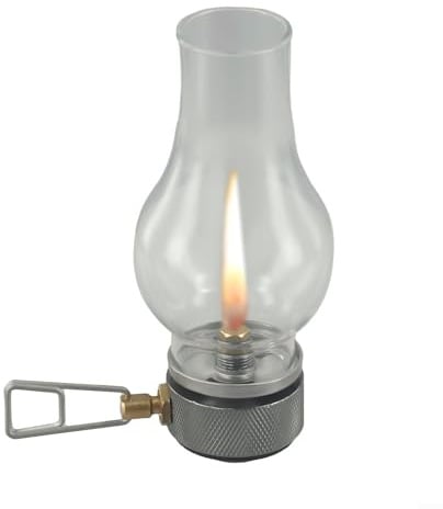 BlesConi Outdoor Gaslaterne aus Kupfer und Glas, kompakte Campingzeltlampe mit Aufbewahrungsbox, einstellbares Umgebungslicht zum Wandern (Gaslampe)