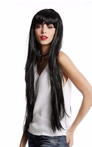 WIG ME UP - YLX-9501-P103 Perücke Damenperücke Karneval Halloween Sehr Lang Pony Schwarz glatt