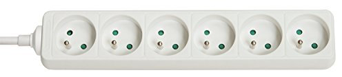 Lindy 73125 - Regleta de 6 enchufes franceses, color blanco