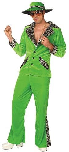 Morph Grünes Pimp Kostüm für Herren, 70er Jahre Vegas Thema, Perfekt für Halloween und Mottopartys, L
