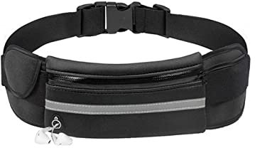 Safekom Belt Bum Bag - Lightweight Running Belt with Elastic Waist, Black