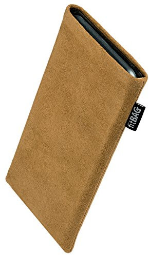 fitBAG Classic Sand Handytasche für Apple iPhone X/Xs Tasche aus original Alcantara mit Microfaserinnenfutter | Hülle mit Reinigungsfunktion | Made in Germany