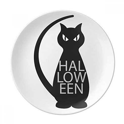 DIYthinker Halloween personnalité Chat Noir décoratif en Porcelaine Assiette à Dessert 8 Pouces Dîner Accueil Cadeau 21cm diamètre Multicolor