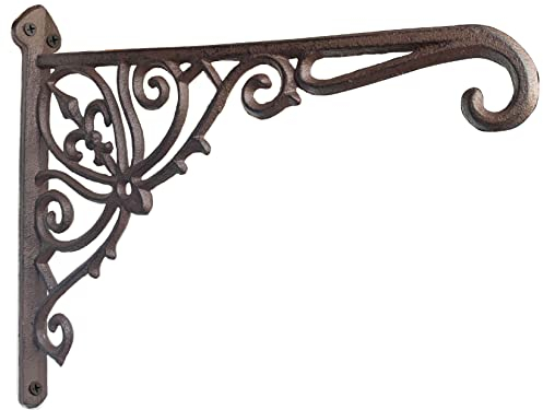 Gusseisen-Aufhängehaken-Halterung, Wandaufhänger, 30.5 cm tief, für den Innen- und Außenbereich, haltbare Wandaufhängung, Haken für Töpfe, Korb, Vogelfutterhaus, Aufhängung, Hardware-Halterung