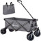tectake® Faltbarer Bollerwagen, klappbarer Bollerwagen, extra breite Gummireifen, als Einkaufstrolley, Transportwagen, Strandwagen, faltbar und klappbar mit einem Griff, Klappbollerwagen - grau