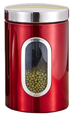 TOPBATHY Kaffeedose Vorratsdose Luftdichten Dose Edelstahl für Kaffeebohnen Pulver Tee Nüsse Kakao (Rot)