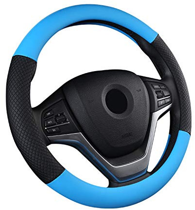 SFONIA Auto Lenkrad Abdeckung Lenkradschutz Lenkradhülle PU Leder Universal 37-38cm/15 Rutschfest Atmungsaktiv Langlebig (Blau)