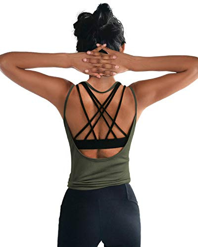 OYANUS Damen-Sommer-Workout-Top, rückenfrei, Yoga-Shirt, offener Rücken