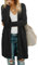 OUGES Schwarze Strickjacken füR Damen Lang Cardigan Elegante Leicht Strickjacke Herbst Strickjackenpullover mit Taschen L