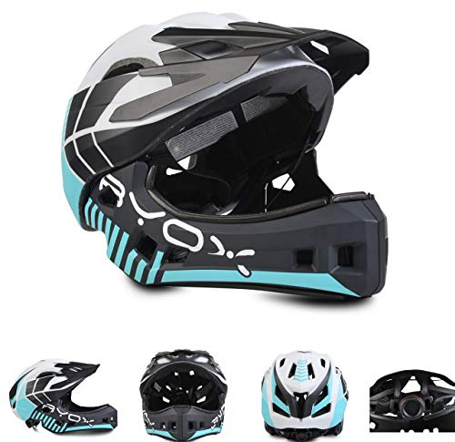 Byox, Kinder Vollgesichts-Helm LW-103, Größe M (52-56cm), 14 Löcher, PC-Schale, Farbe:schwarz