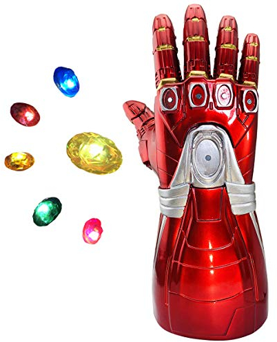 Iron man Infinity Gauntlet, Iron Man Glove LED con magnete Removable Infinity Stones, 3 modalità Flash Modes Halloween Cosplay Props