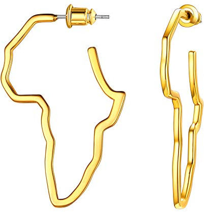 Créoles or Femme Carte Afrique Bijoux Boucles d’oreilles Créole Africain Ethnique Cadeau Anniversaire pour Femme