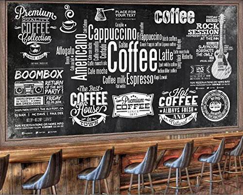 Benutzerdefinierte Tapete European Chalkboard Newspaper Cafe Retro Tooling Hintergrundwand Schwarz Weiß Buchstaben Thema Wallpapers-150Cmx105Cm