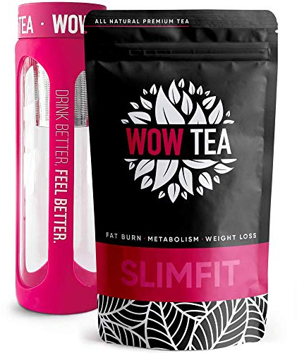 WOW TEA Detox Tees Zum Abnehmen: Detox Tee | Slim Fit Tее | Kräuterteemischungen Zur Entgiftungskur Und Gewichtsverlust Von Grünem Tee, Mate, Pu-erh + Infuser Teeflasche | 150g, Made in EU