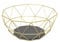 Fruit Bowl Wire Fruit Basket for Kitchen Countertop Fruits and Vegetables Holder Geometric Design Kitchen Bowl Garage Camping Camper Van Wood Base Lightweight Storage (Gold)