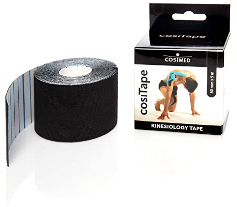 cosiTape | Kinesiologisches Tape (Schwarz) | 5 Meter x 5 cm Rolle | hautfreundlich, atmungsaktiv & wasserfest