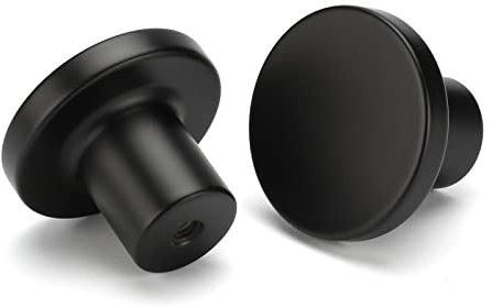 LONTAN 15 Pack Black Kitchen Knobs Black Cupboard Knobs Round Cabinet Drawer Hardware Aluminum Alloy for Wardrobes Furniture