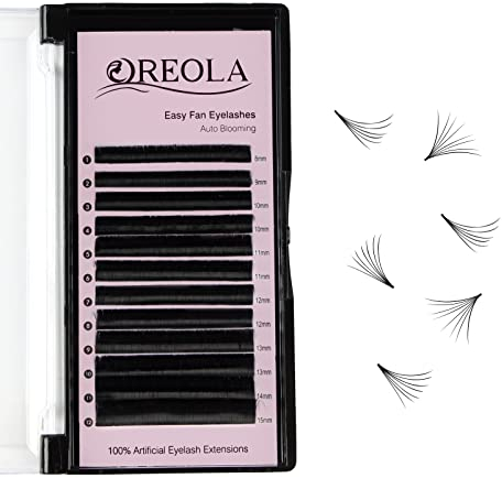 Oreola Auto Fan Lashes Volume Eyelash Extensions Simple Fan Lashes Mixed Volume Russian Eyelashes D Curl Self-Fanning Lashes 0.07D 8-15mm