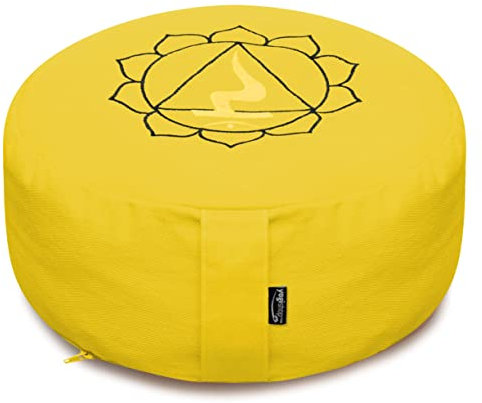 Yogishop Meditationskissen - rund - Chakras - Organic Cotton - ø 36cm x 15cm 36 x 36 x 15 cm, gelb
