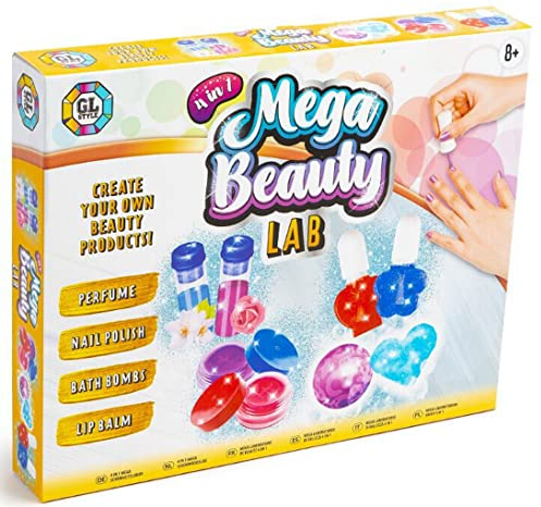 Grafix Kids Mega Beauty Lab Set für Mädchen, zum Erstellen Ihres eigenen Parfüm-Nagellacks, Badebomben und Lippenbalsam, 4-in-1-Aktivitäts-Set, Make-up zu Hause