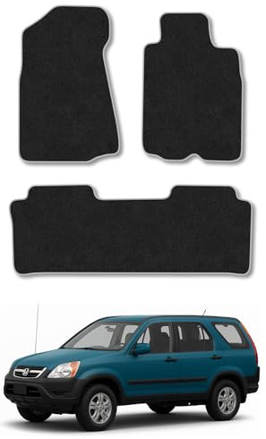 Honda CR-V (2002-2006) Carpet Car Mats | Grey Edge Trim Tailored Fit Floor Mats Full Coverage Protection Accessories Easy Clean Anti Slip Made in the UK