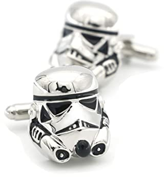 GAUEIOUR Stormtrooper Cufflinks,Fashion Movie Accessories Cufflinks, Men's Personalized Shirt Accessories Sleeve Studs, Men's Cufflink Gifts (Silver)