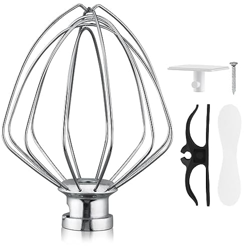FUNYKICH Wire Whisk Attachment for 4.5/5 QT Tilt Head Stand Mixer for KitchenAid, Kitchenaid Accessories Whisk Attachment Accessory with Storage Accessories and Cable Organizer
