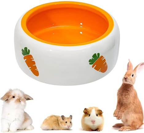 Kaninchen Keramik Futternapf Keramik Kaninchen Keramiknapf für Kleintiere Trinkschale Futterschalen für Hamster Chinchilla Igel Welpen Kätzchen Rennmäuse Frettchen (Runde Schüssel)