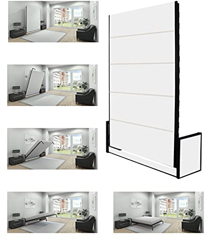 Wallbedking Vertikal (Längs) Doppelbett Studio Wandbett 135cm x 190cm (Klappbett, Schrankbett, Gästebett, Funktionsbett, Schlafzimmer)