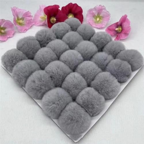 SYSUII 15 Stück 6cm Kunstfell Pompon Fellbommel Bommel Pelz Flauschigen Pompon Ball DIY Fell Pom Poms für Damen Mädchen Mützen Beanies Tasche Weihnachtsdekoration Schlüsselanhänger Dekoration -Grau