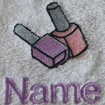 EFY Nail Varnish Design and Personalised embroidered name on towel (Hand Towel)