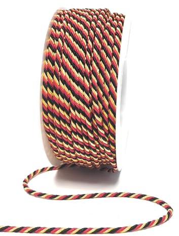 Nationalband 50m x 3mm Schwarz Rot Gelb Kordel Vereinsband Ordensband Fanband Dekoband BRD