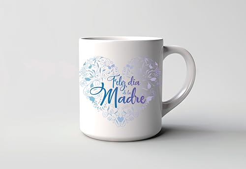 Taza Feliz día de la madre | Tazas de Cafe Ideal Regalos Originales para Mujer Hombre | Tazas Originales para Regalar Desayuno Ceramica Te Letras Grabadas 350Ml