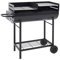 Panana HalF Open Barrel Oil Drum Barbecue Grill, Trolley Portable Outdoor Charcoal BBQ Grill Cart 2 Rolling Wheels Black