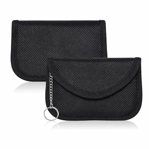 UEPOA Keyless Go Schutz, 2 Stück Autoschlüssel Schutz Keyless Hülle Tasche Faraday Bag Funkschlüssel Abschirmung, Leder RFID Blocker Schlüsseletui Signalblockierungstasche