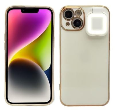 HUUMAGIC For IPhone 12 13 14 Pro Max Ring Light Flash Case Selfie Flashlight Cellphone Case Cover For IPhone 14 Plus XS XR 11 12 13,White,For iPhone 14pro