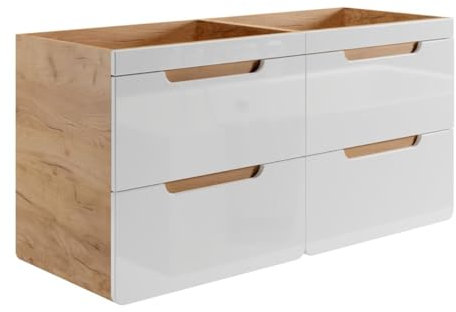 Vente-unique-Mueble suspendido para Lavabo en Color Natural y Blanco - 120 cm - Aruba