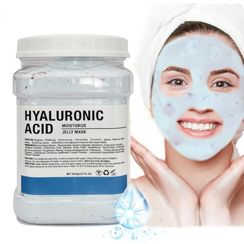 Gelee-Maskenpulver für Gesichtspflege, Hydrogel-Gesichtsmaske, Feuchtigkeitsspendende Gelee-Gesichtsmaske 650g - Peel Off Gelee Gesichtsmaske, Jelly Mask Powder für alle Hauttypen (Hyaluronsäure)