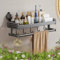 Étagère De Salle De Bain avec Porte-Serviettes, Organisateur De Douche Mural en Aluminium, Étagère Murale À Ventouse avec Crochets Mobiles(40cm/15.75in)