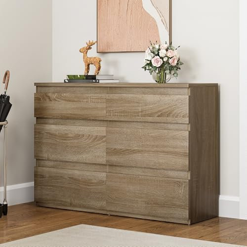 YITAHOME Komodenschrank mit 6 Schubladen, Kommode mit Schubladen, Kommode Schlafzimmer, Kommoden, Kommode Flur, Schubladenkommode, Kommode Hoch, Schubladenschrank Holz, 100 * 30 * 70cm (Sonoma)