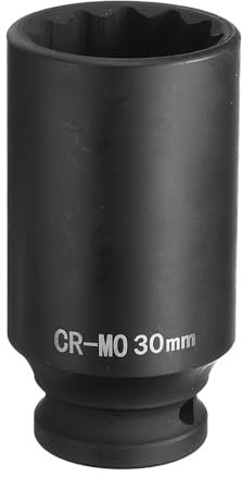 sourcing map 12-Point Deep Impact Socket 1/2 Inch Drive 30mm Metric Chrome Molybdenum Alloy Steel Spindle Axle Nut Impact Socket