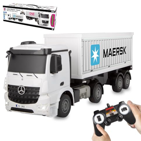 JAMARA 408300 Container LKW Mercedes-Benz Arocs 1:26 2,4GHz - LKW Rc ferngesteuert, Truck Spielzeug fürKinder, Lastwagen Fahrzeuge fernsteuerung, Geschenk für Kinder, Motorsound