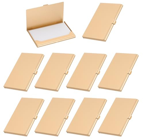 PATIKIL 10 Stück Kartenetui Professionelle Tasche Visitenkartenhalter | Golden, Aluminium Metall, Für Namenskarten Kreditkarten, Visitenkartenhalter