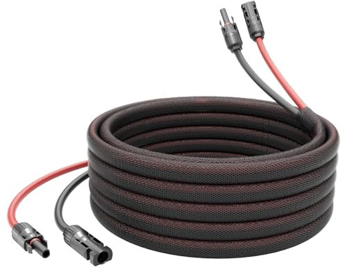 WSPIHO Solarkabel 6 mm2,3/6/9/12/15 m Verlängerungskabel für Solarpanel,1500 V PV kabel 6 mm2,IP67 Balkonkraftwerk Verlängerungskabel (12M)