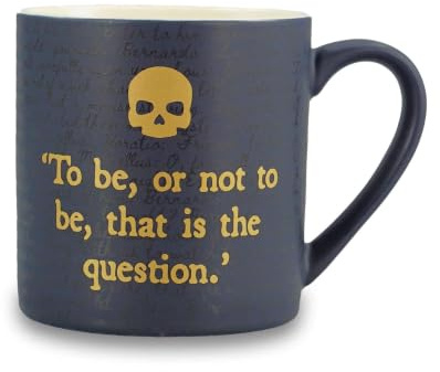 Half Moon Bay | Shakespeare | Hamlet to Be Or Not to Be Ceramic Mug | 310ml Matte Black & Gold Coffee Cup | Premium Literary Range | Dark Academia Gothic Gift for Bookworms