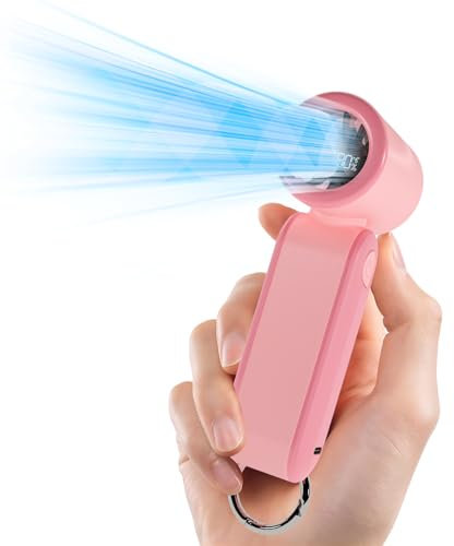 MERTTURM Mini Ventilateur Portable, 17400RPM Poche Rechargeable Turbo Ventilateur avec 5 Vitesses pour Commutaison/Marche/Shopping/Voyage/École - Rose Corail