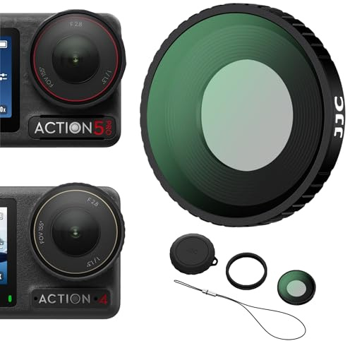 JJC Osmo Action 5 Pro 4 UV Filter mit Silikon Linsenkappe Zubehör Set | Ultraviolett-Schutzfilter zum Aufschrauben, Mehrfach-Vergütet HD-Optikglas mit Filteretui Reinigungstuch, Nicht für Action 3