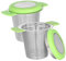 LAPYAPPE 2Pcs Extra Fine Mesh Tea Infuser Baskets with Lid Strainer for Loose Tea Teapots Mugs Jugs Convenient Double Handle Design