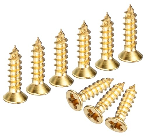 M METERXITY 200-Pack Brass Wood Screws M2x8mm | Phillips Flat Head Self-Tapping, for Door Hinges, Woodworking, Furniture Repair, Gardening, DIY Crafts Decorative