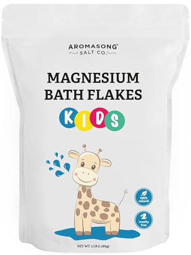 Aromasong Magnesium Flakes for Kids Bath – 3 LB Resealable Bag | Pure Dead Sea Salt Bath Flakes for Kids, Toddlers & Babies | Gentle Calming Epsom Salt Alternative | Soothing Bedtime Detox Soak